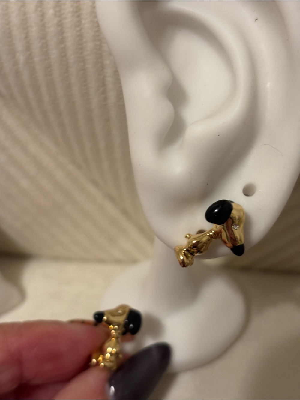 Gold and Black Dog Snoopy Earrings
